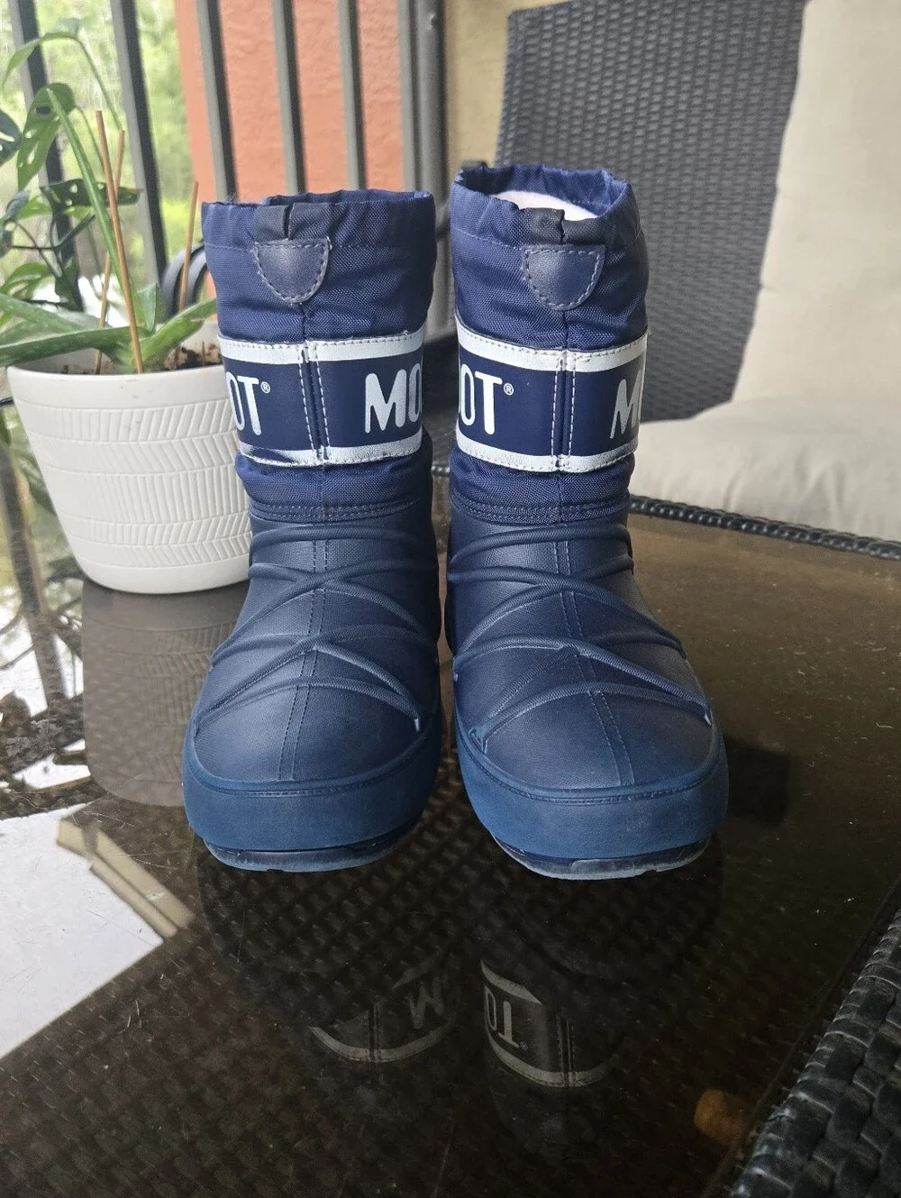 Moon Boots Pod Kids Toddlers Navy Blue Snow Winter Boots Size 13.5/14